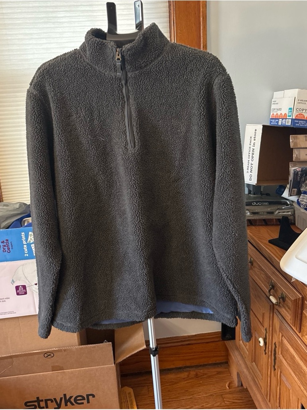 Lands' End Men's Charcoal Half-Zip Sherpa Pullover
